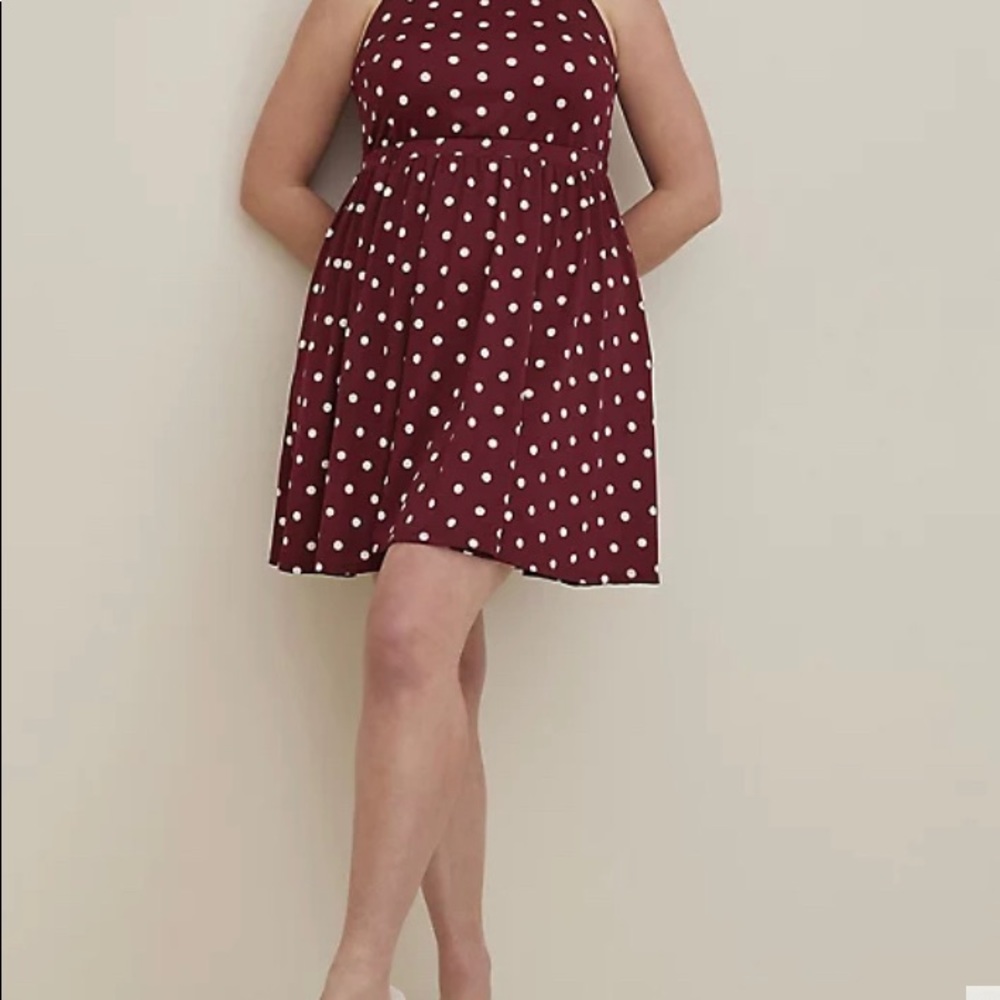 Torrid burgundy dots dress
